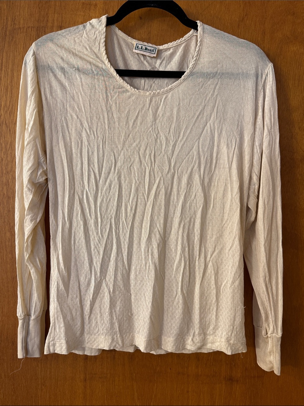 L.L. Bean Classic Silk Thermal Base Layer Long Sleeve Top in Off-White